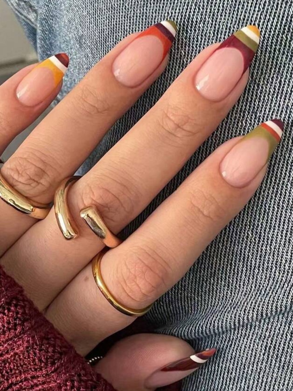 Striped Acrylic Press On Nails